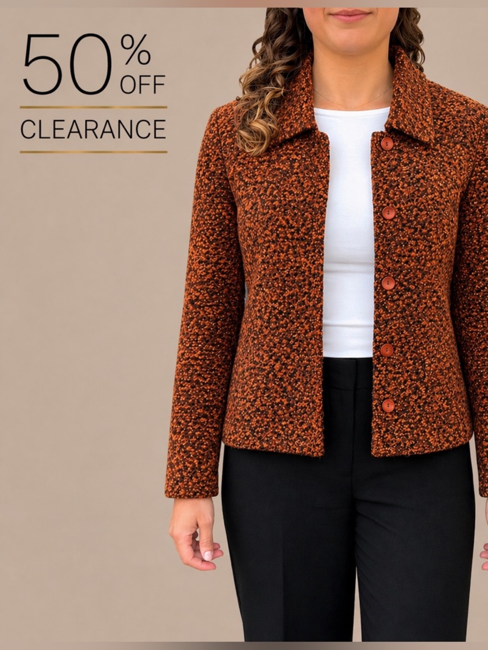 Vintage Vicini by G.A.T. Brown Caramel Bouclé Jacket made in Germany